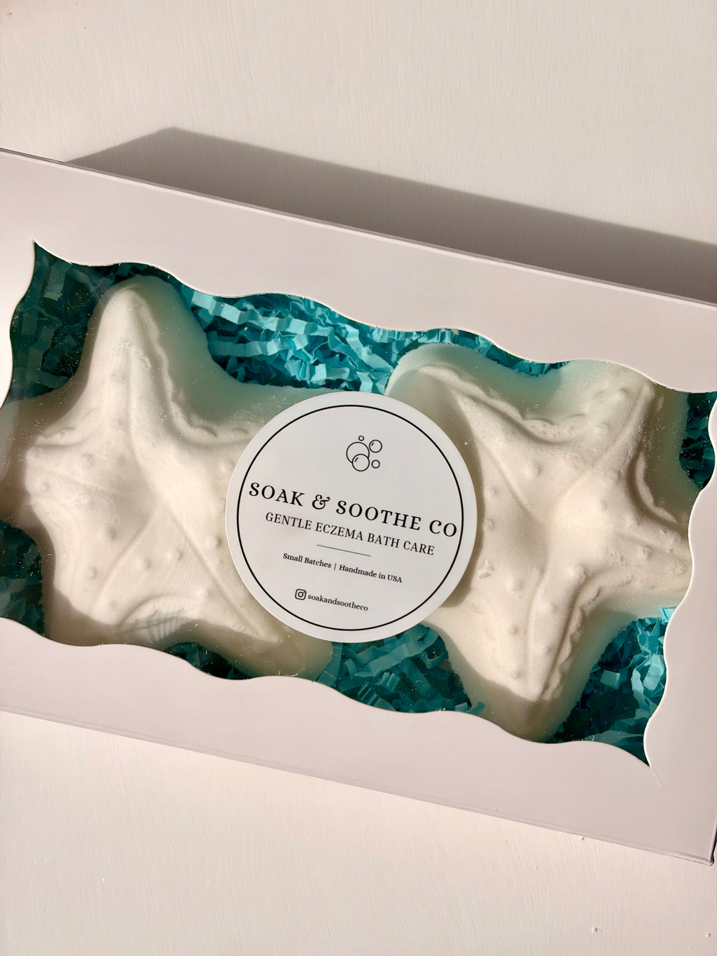 Set of 2 Starfish Unscented Sensitive Skin Friendly Sensory-Friendly Bath Bomb Gift Set – 2 Handpressed, 4.1 oz, Toy Surprises 🦄