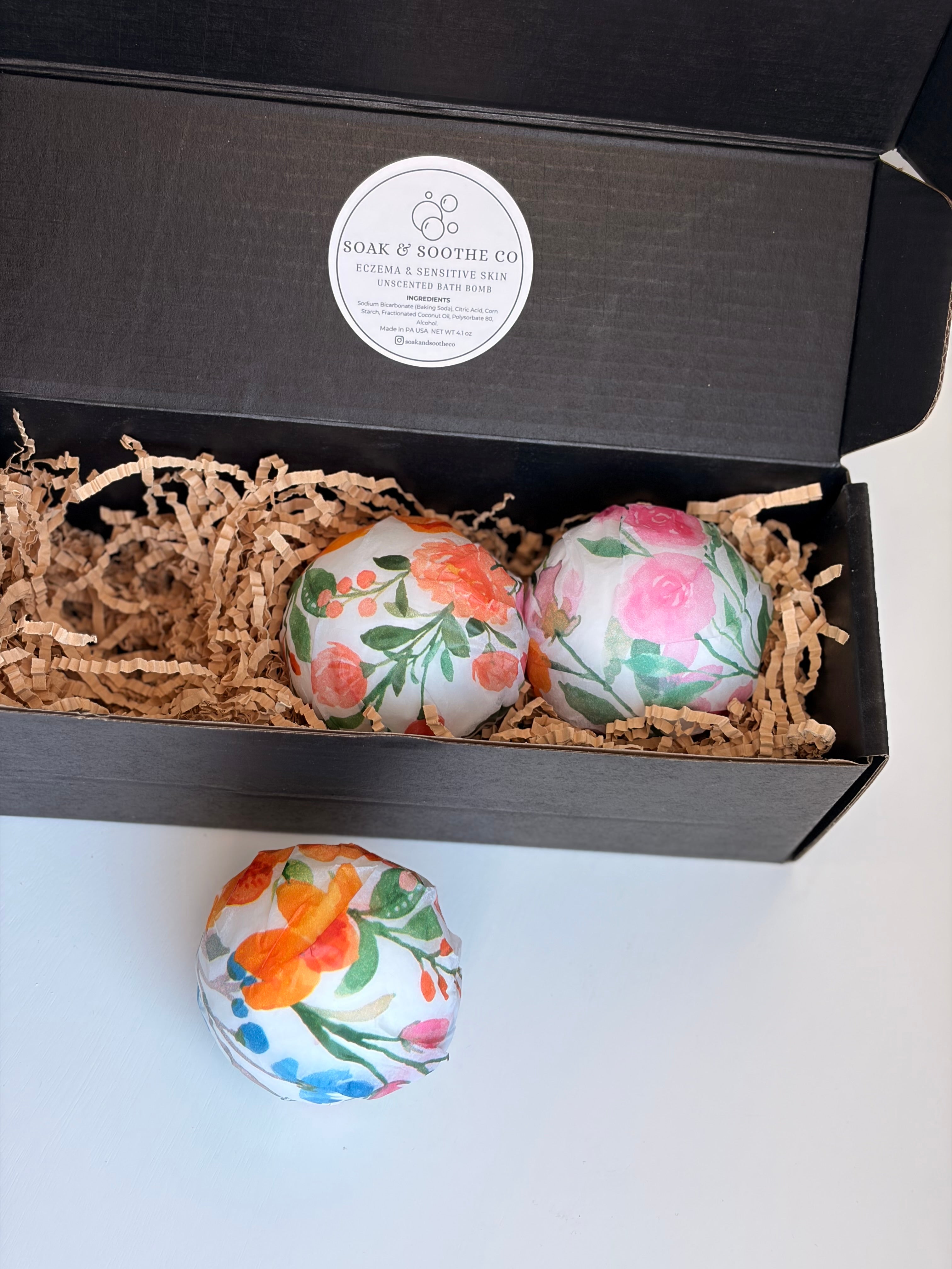 🌷 Limited Edition Spring Calm Trio: Classic Unscented Sensitive Skin Friendly Sensory-Friendly Bath Bomb Gift Set – 3 Handpressed, 4.1 oz, Toy-Free