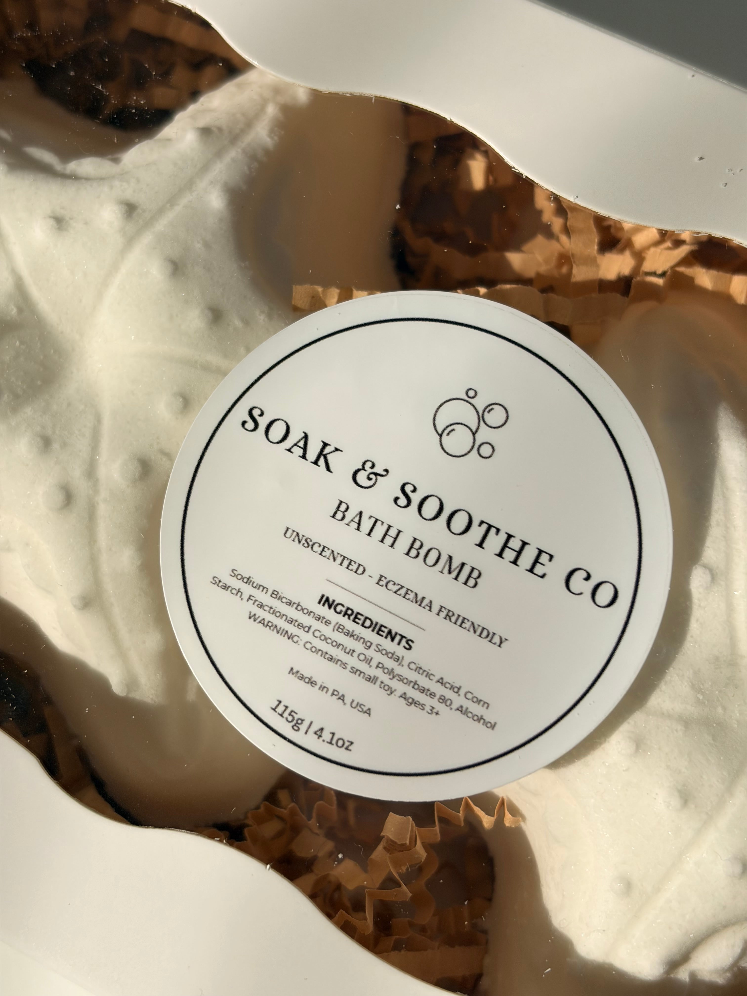 Set of 2 Starfish Unscented Sensitive Skin Friendly Sensory-Friendly Bath Bomb Gift Set – 4 Handpressed, 4.1 oz, Toy-Free