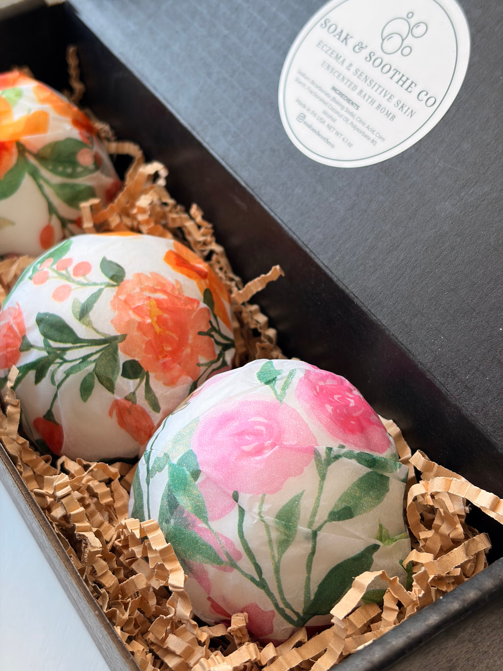 🌷 Limited Edition Spring Calm Trio: Classic Unscented Sensitive Skin Friendly Sensory-Friendly Bath Bomb Gift Set – 3 Handpressed, 4.1 oz, Toy-Free
