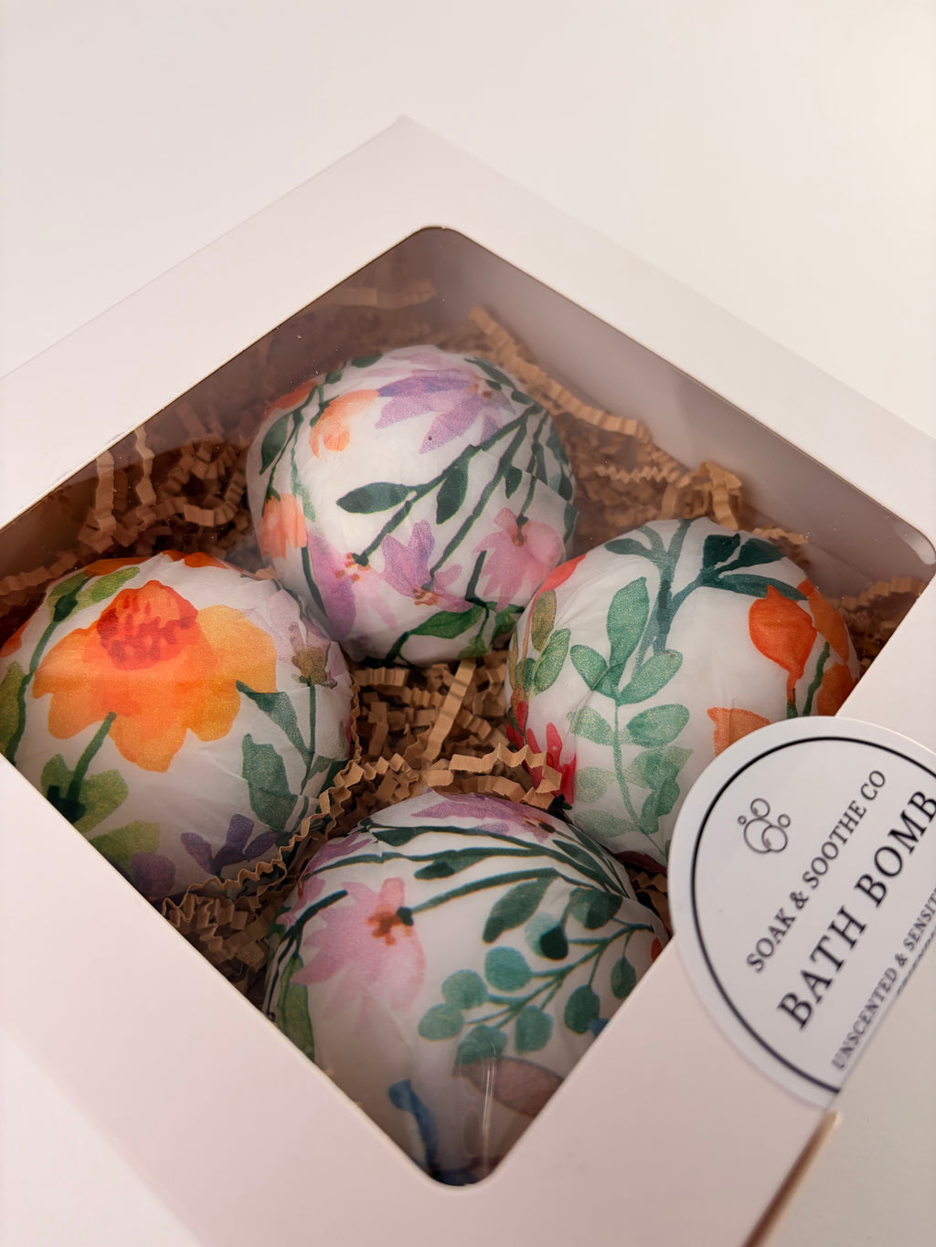 Set of 4 Classic Unscented Sensitive Skin Friendly Sensory-Friendly Bath Bomb Gift Set – 4 Handpressed, 4.1 oz, Toy-Free