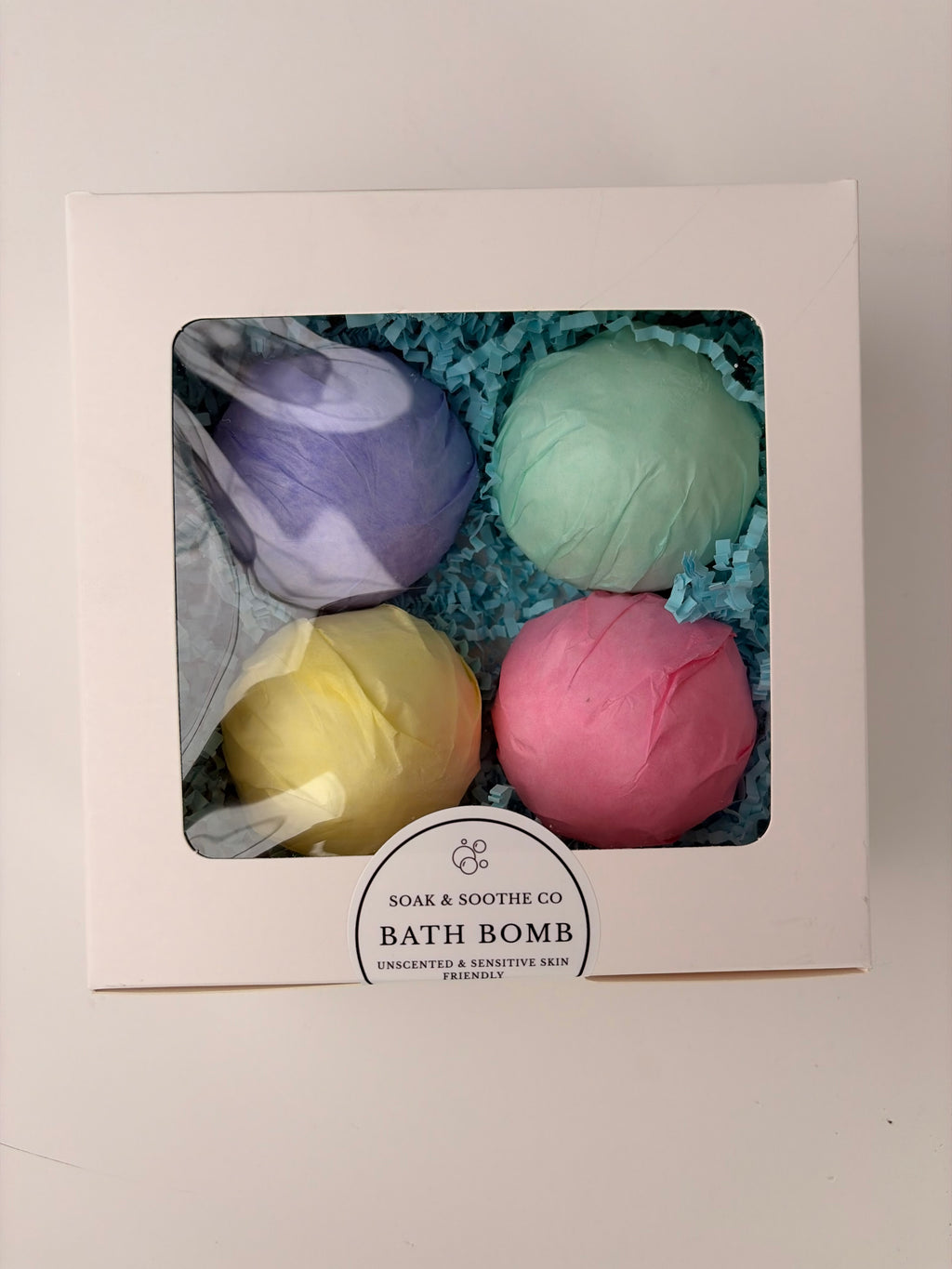 Set of 4 Classic Unscented Eczema-Friendly Sensory-Friendly Bath Bomb Gift Set – 4 Handpressed, 4.1 oz, Toy Surprises 🦄
