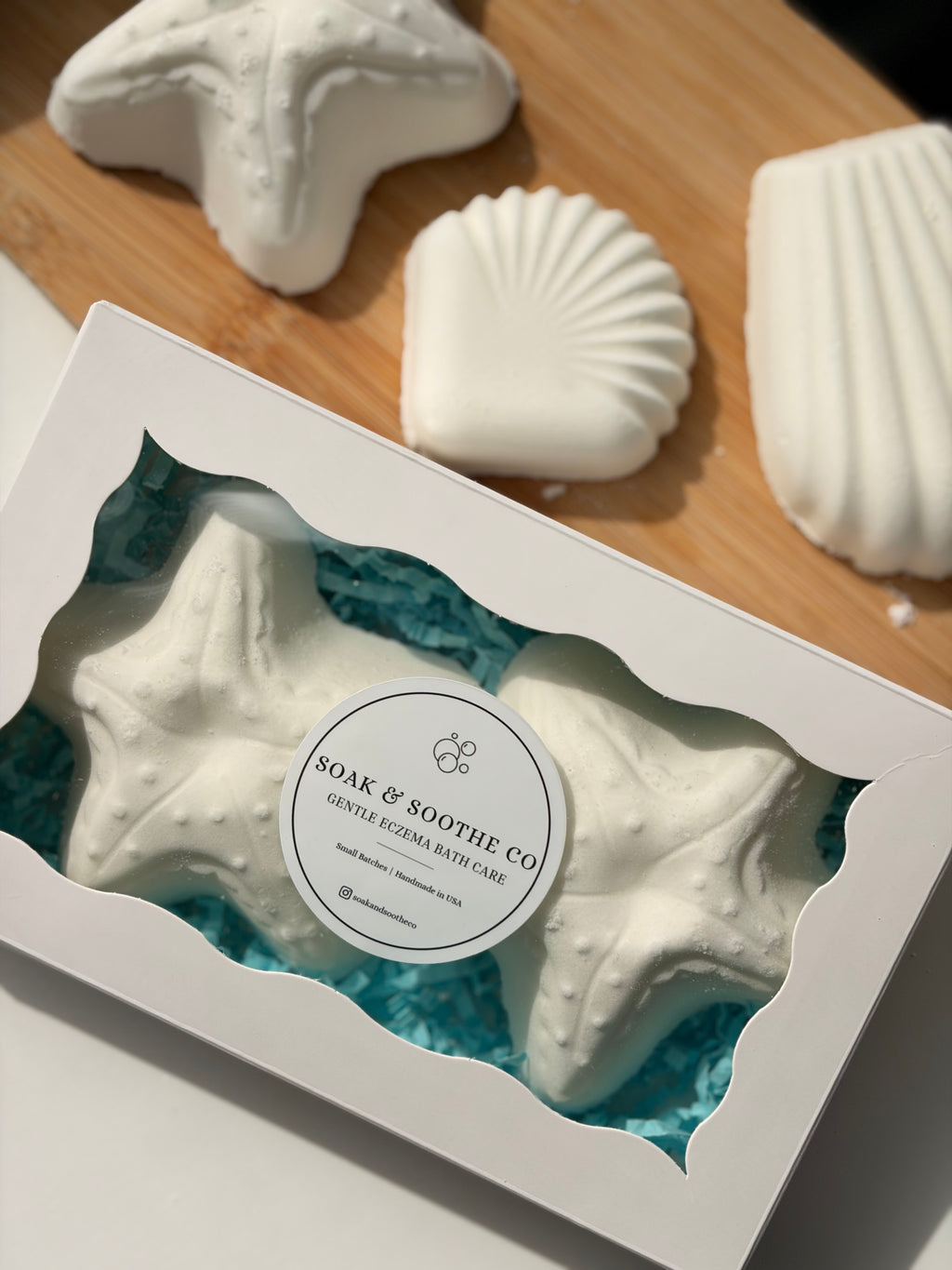 Set of 2 Starfish Unscented Sensitive Skin Friendly Sensory-Friendly Bath Bomb Gift Set – 2 Handpressed, 4.1 oz, Toy Surprises 🦄
