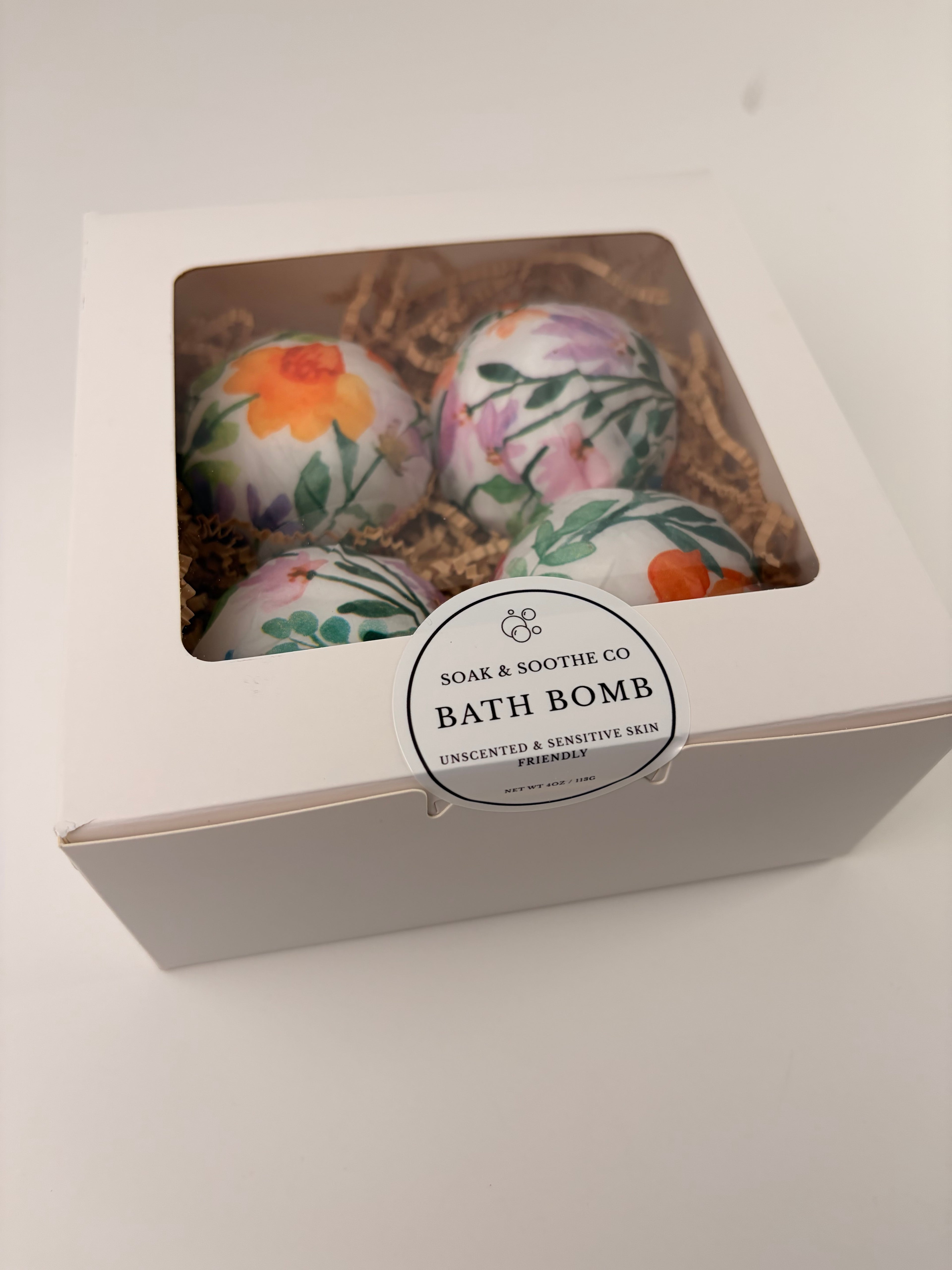 Set of 4 Classic Unscented Sensitive Skin Friendly Sensory-Friendly Bath Bomb Gift Set – 4 Handpressed, 4.1 oz, Toy-Free
