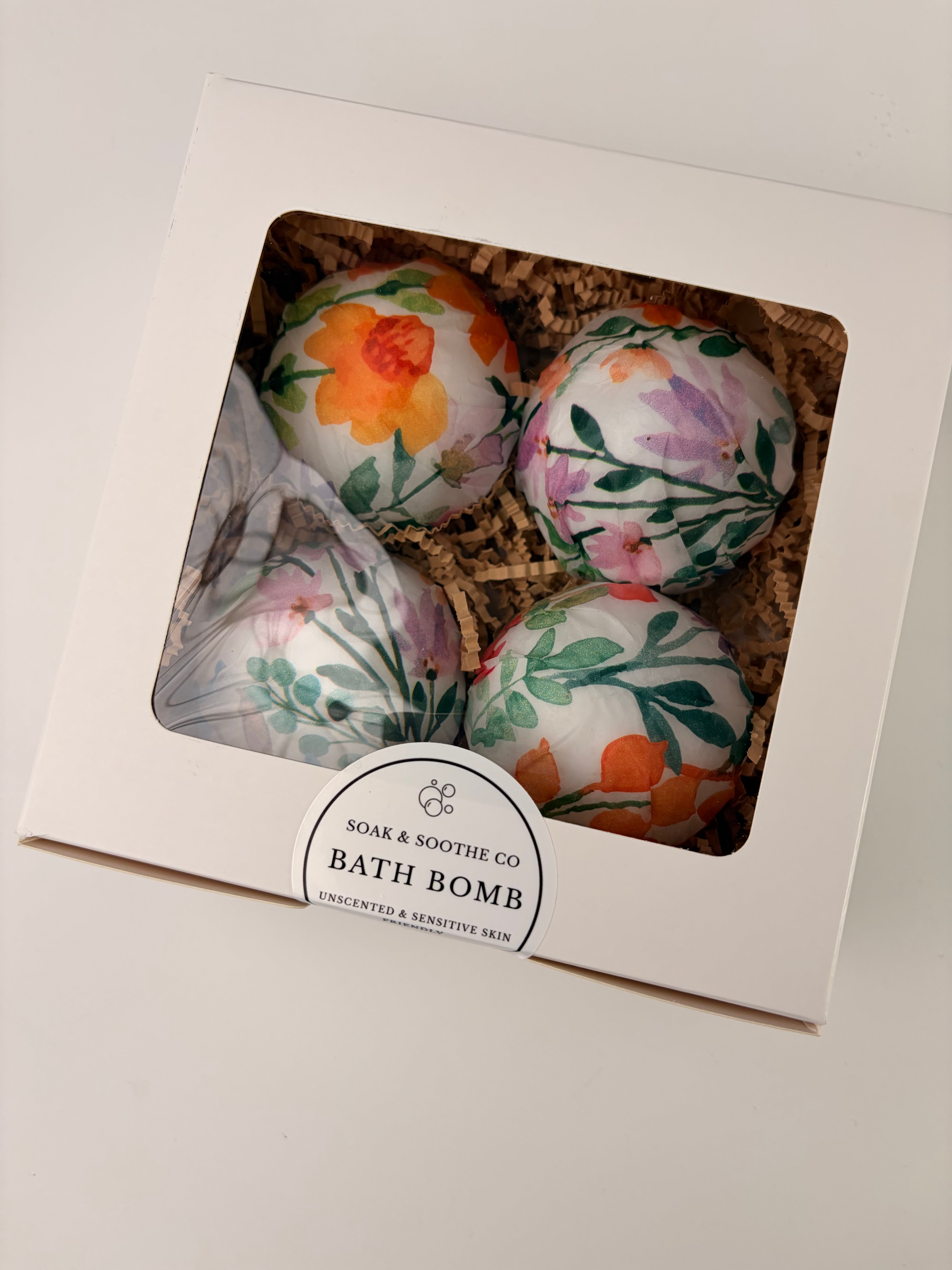 Set of 4 Classic Unscented Sensitive Skin Friendly Sensory-Friendly Bath Bomb Gift Set – 4 Handpressed, 4.1 oz, Toy-Free