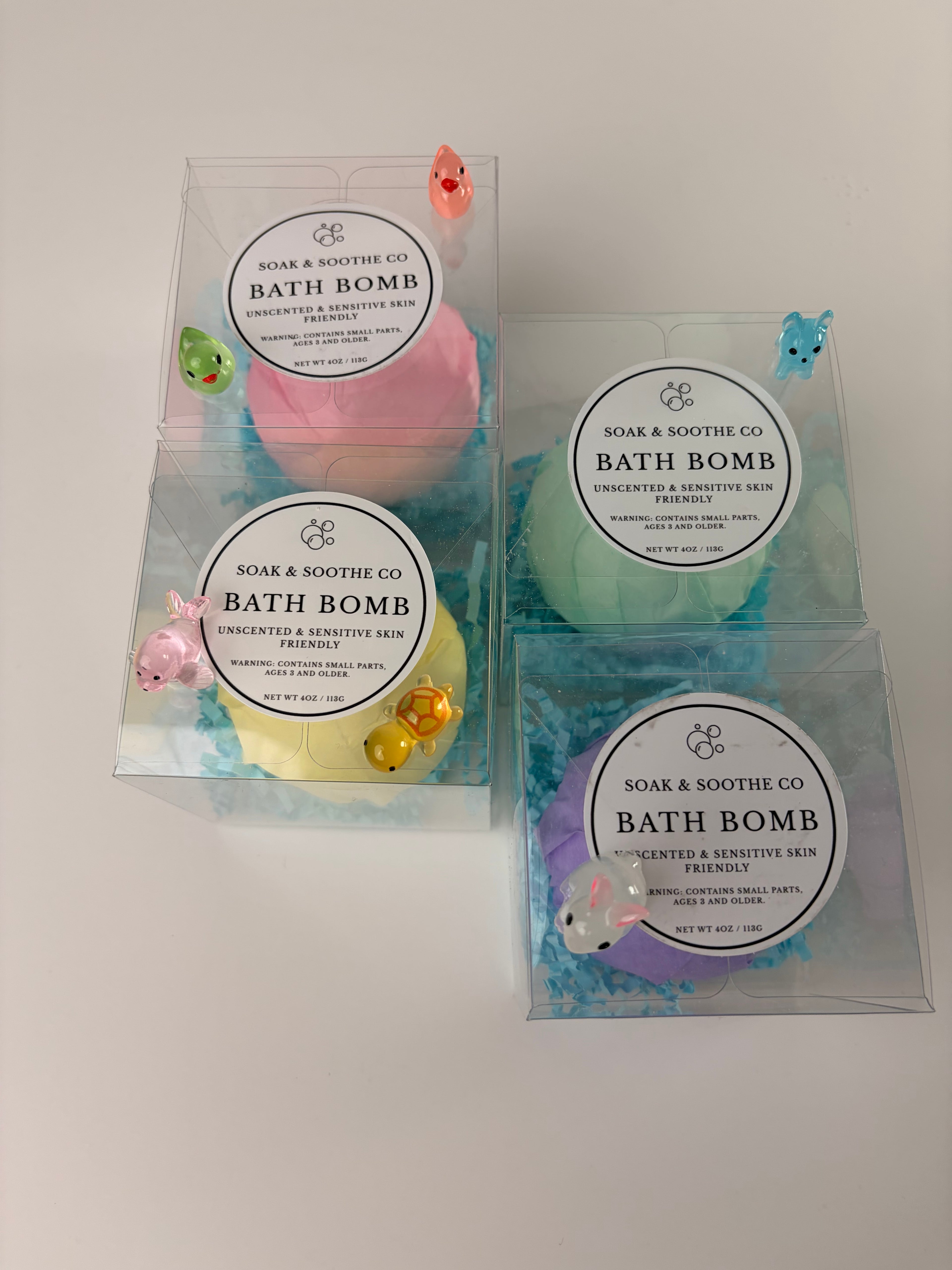 Gift Box Classic Unscented Sensitive Skin Friendly Sensory-Friendly Bath Bomb for  – Handpressed, 4.1 oz, Toy Surprise 🦄
